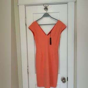 Rachel Roy Cap Slav Dress, NET, Peach, Size 4